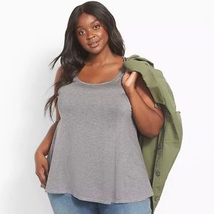NWT Lane Bryant Fit and Flare gray tank sleeveless shirt 14/16 scoop neck